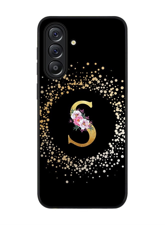 Stylizedd For Samsung Galaxy A56 5G Case,Slim fit Camera Protection, Shockproof Thin Phone cover  - Custom Monogram Floral - S ( Black ) - Image 1