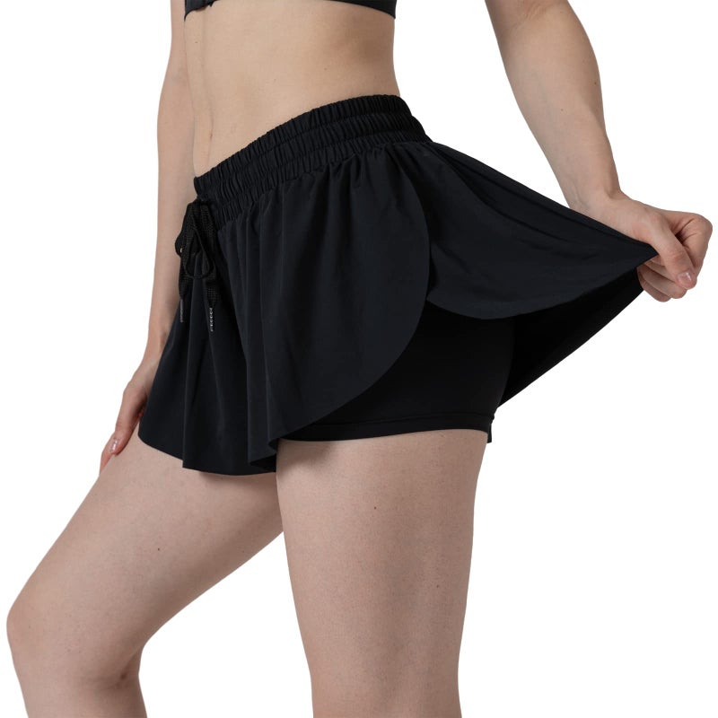 FunisFun 2 Pack Girls Athletic Flowy Shorts with Spandex Liner 2-in-1 Kids Butterfly Skirts Shorts for Dancing Running Sports - Image 2