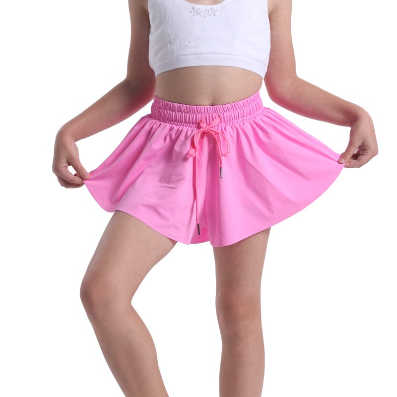 FunisFun 2 Pack Girls Athletic Flowy Shorts with Spandex Liner 2-in-1 Kids Butterfly Skirts Shorts for Dancing Running Sports - Image 3