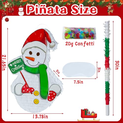PCFING 216 Inch Christmas Snowman Piata with 30 Inch Piata Stick Blindfold Confetti for Boy Girl Adults Xmas Party Game Decorations - Image 5