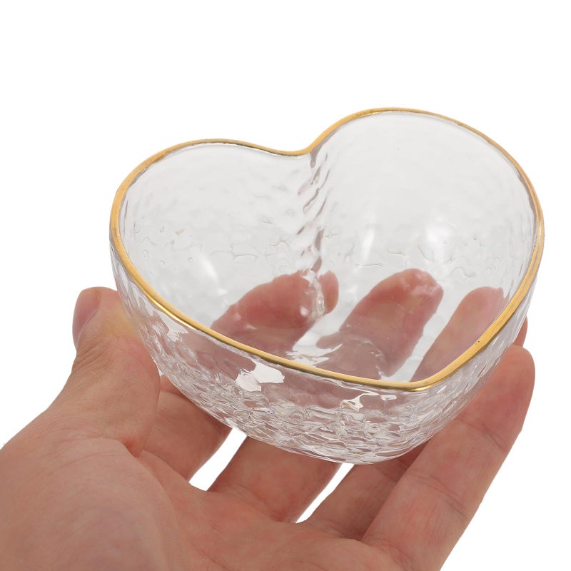Heart Shaped Crystal Glass Bowls Set Of 3 With Gold Rim For Dessert Salad And Fruit Serving - Image 5