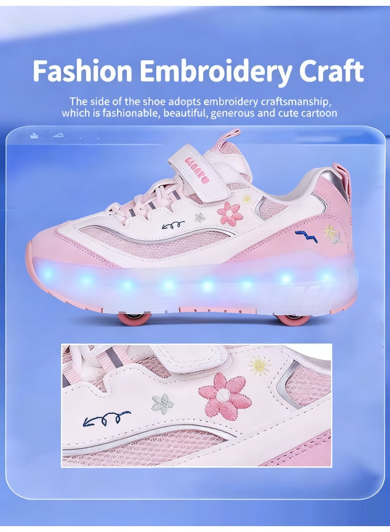 سكاي فيو حذاء تزلج بعجلات للأطفال، مزود بإضاءة LED، مناسب للرياضات الخارجية، للأولاد والبنات، مزود بعجلات قابلة لإعادة الشحن عبر USB، مزود بقفل خطافي وحلقة. المقاسات من 29 إلى 38 - Image 4