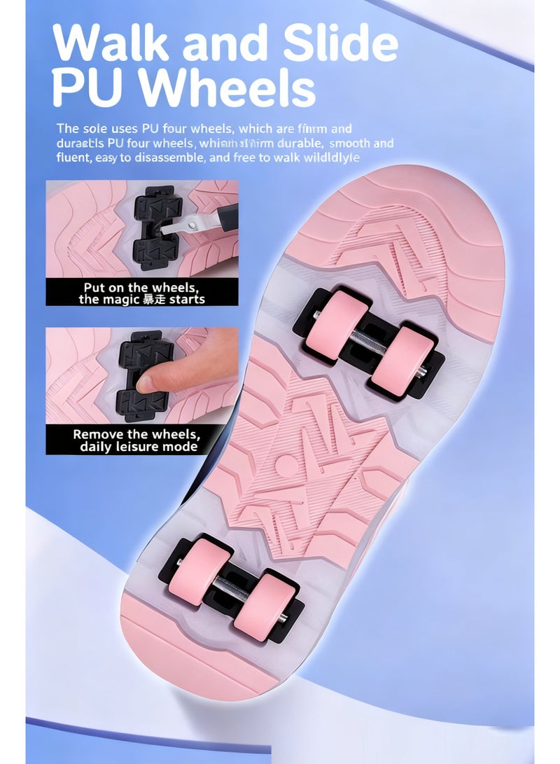 سكاي فيو حذاء تزلج بعجلات للأطفال، مزود بإضاءة LED، مناسب للرياضات الخارجية، للأولاد والبنات، مزود بعجلات قابلة لإعادة الشحن عبر USB، مزود بقفل خطافي وحلقة. المقاسات من 29 إلى 38 - Image 5