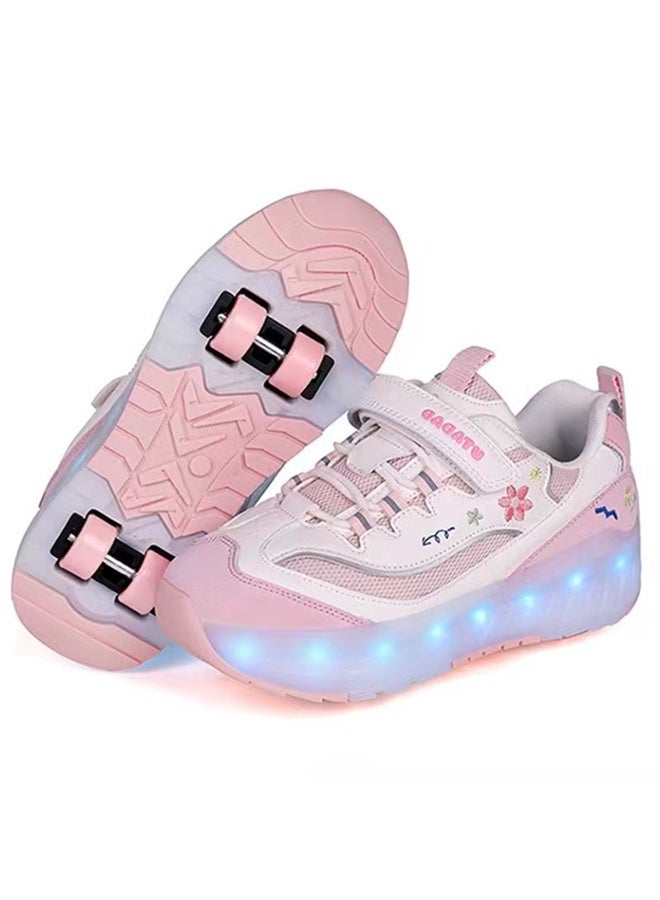 سكاي فيو حذاء تزلج بعجلات للأطفال، مزود بإضاءة LED، مناسب للرياضات الخارجية، للأولاد والبنات، مزود بعجلات قابلة لإعادة الشحن عبر USB، مزود بقفل خطافي وحلقة. المقاسات من 29 إلى 38 - Image 1