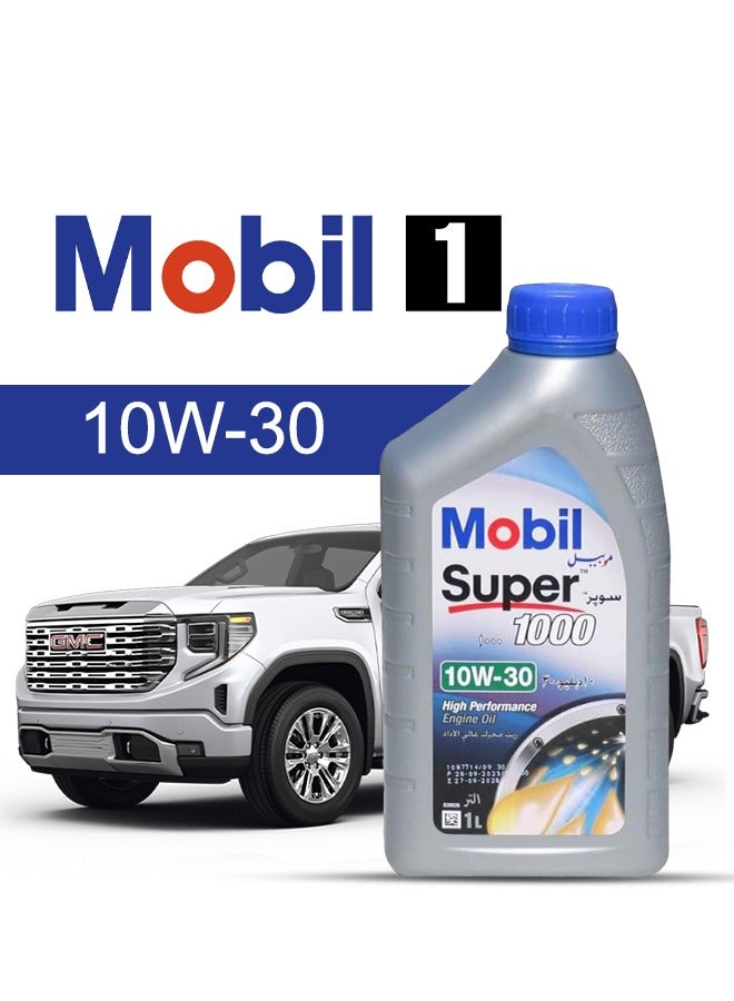 موبيل زيت محرك سيارة جي ام سي، سييرا 1500 2024 - 2018 - لزوجة 10w30 موبيل سوبر 6 لتر، مع فلتر زيت المحرك - 2018 2019 2020 2021 2022 2023 2024