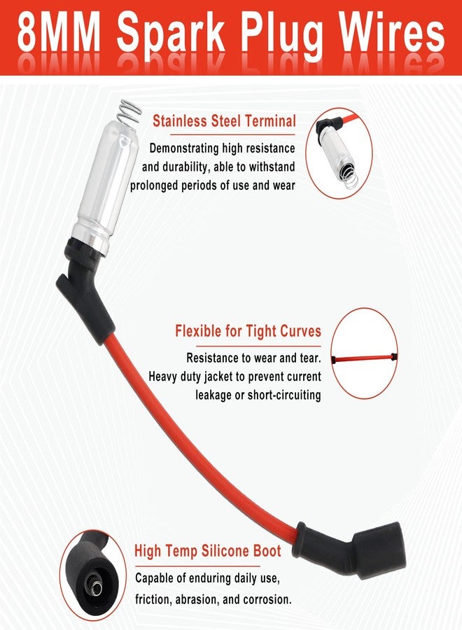 MCCKLE 41-110 Iridium Spark Plugs and M8-48322 Spark Plug Wires Compatible with Chevy Silverado Suburban Avalanche Express GMC Cadillac Escalade Yukon Sierra Savana 5.3 6.0L 6.2L V8 LS Truck (8 Set) - Image 5
