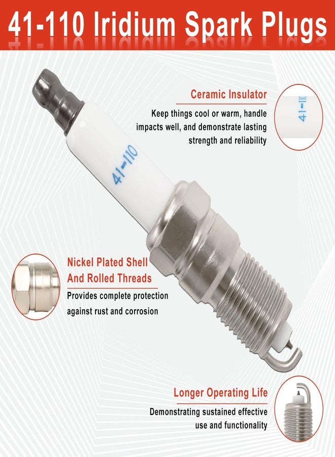 MCCKLE 41-110 Iridium Spark Plugs and M8-48322 Spark Plug Wires Compatible with Chevy Silverado Suburban Avalanche Express GMC Cadillac Escalade Yukon Sierra Savana 5.3 6.0L 6.2L V8 LS Truck (8 Set) - Image 4