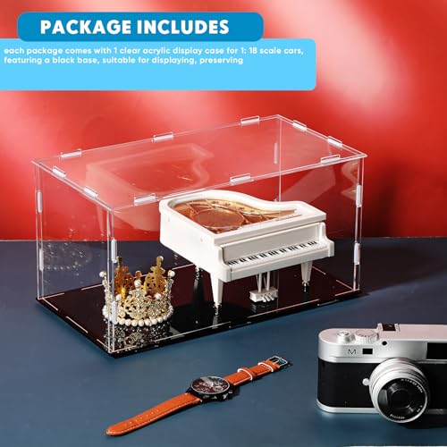 Singhoow Acrylic Display Case 1: 18 Model Car Display Case with Black Base Clear Storage Stand Box for Car Toy Collectibles - Image 3