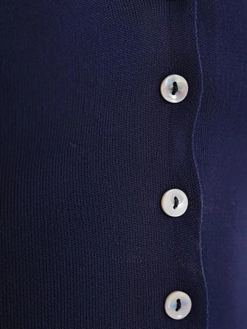 MixRay Navy Blue Mixray V-Neck Buttoned Crop Vest for Women | Best Price UAE