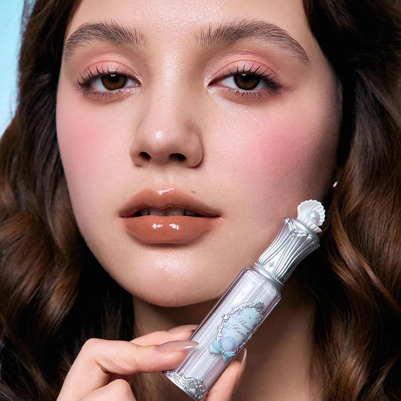 Flower Knows Shell's Jewel Nourishing Shimmer Lip Glaze - Moonlight Shimmer, Lip Oil Care & Juicy Shine, All-Day Hydration, Soft & Glistening Lips (P08 Coconut Latte, 4.8ml) - Image 5