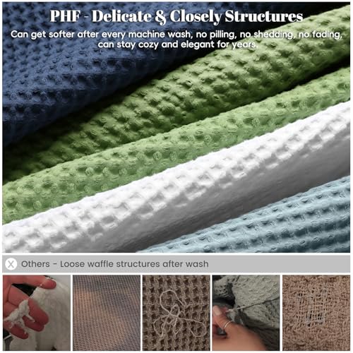 PHF 100% Cotton Waffle Weave Blanket Queen Size for Bed,Snag Proof Lightweight Breathable Moisture-Wicking Throw for Couch, Great for Layering in Cold Weather, Machine Washable, Home Decor Gift-White - Image 5
