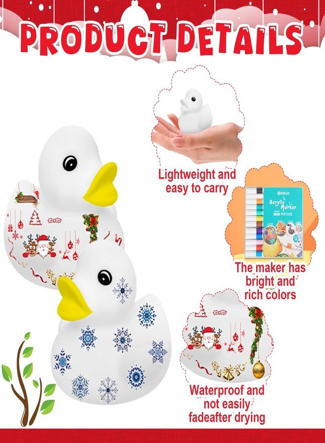 Gaiaring 120 Pcs 2 Inch White Blank Rubber Ducks Bulk DIY Easter Rubber Ducks with Pens of Colors Waterproof Float Squeak Ducks Gifts for Birthday Party - Image 3