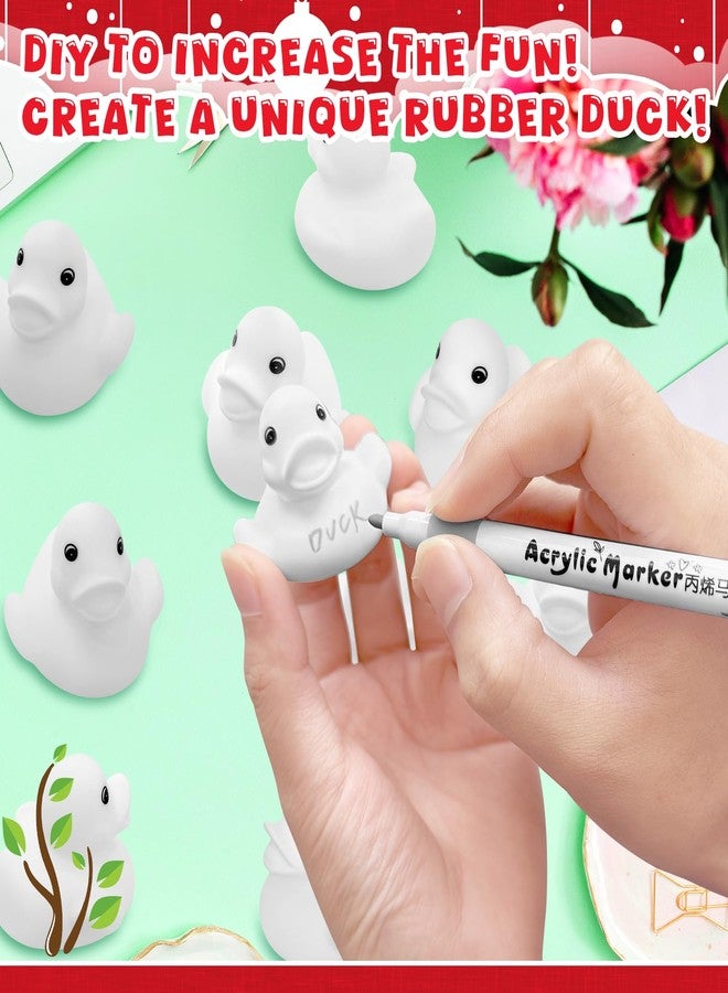 Gaiaring 120 Pcs 2 Inch White Blank Rubber Ducks Bulk DIY Easter Rubber Ducks with Pens of Colors Waterproof Float Squeak Ducks Gifts for Birthday Party - Image 4