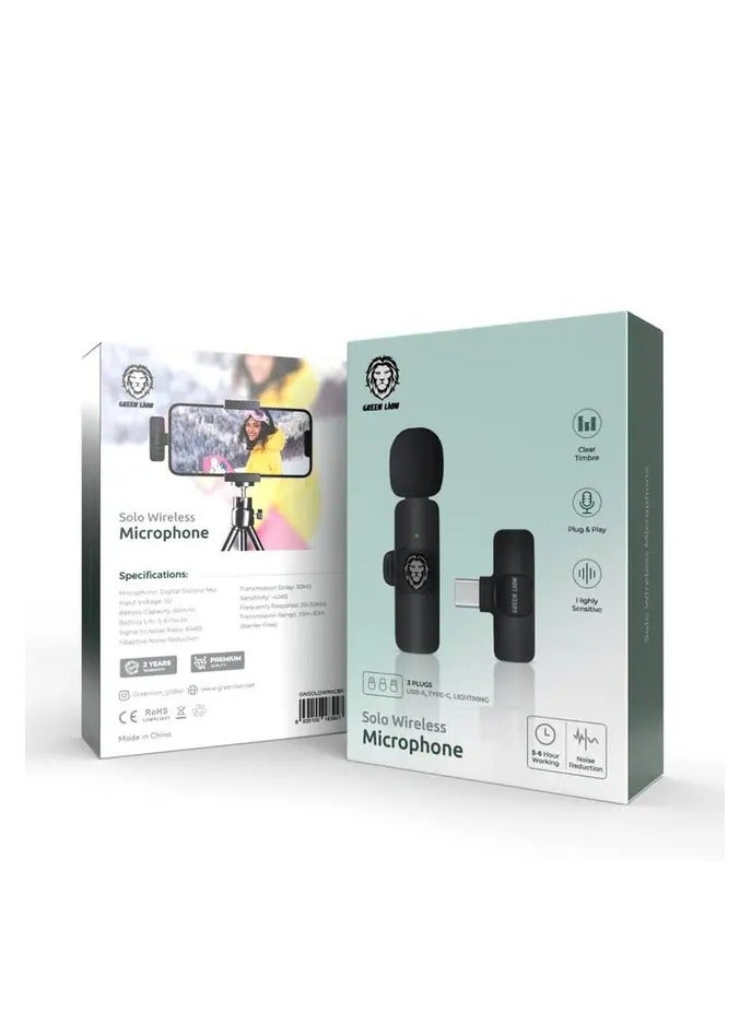 جرين ليون ميكروفون لاسلكي سولو 3 مقابس 60 مللي أمبير / متوافق على نطاق واسع / راديو دقيق / حساس للغاية - أسود - Image 3