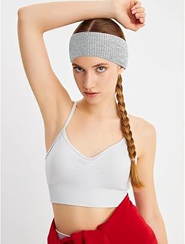 Blooms Blooms 9cm Wide Headbands for Women and Girls Running Black Headband Stretch Head Band Jersey Hairband for Sports Yoga Black Grey White  - Image 2