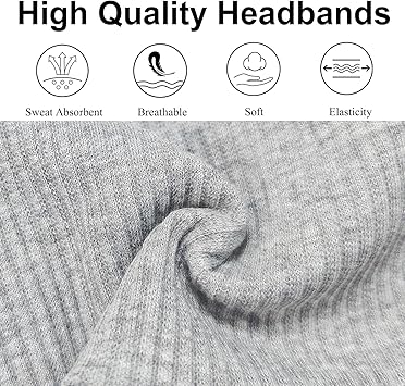 Blooms Blooms 9cm Wide Headbands for Women and Girls Running Black Headband Stretch Head Band Jersey Hairband for Sports Yoga Black Grey White  - Image 4