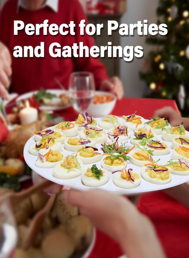 PAHTTO Deviled Egg Platter 2PACK, Deviled Egg Trays with 24 Slot Each, Egg Container for Party Display, Portable Easter Egg Holder, Dishwasher Safe Melamine, 12inch Diameter - Image 5