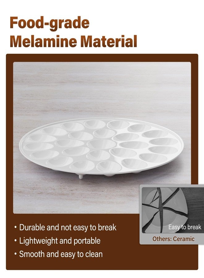 PAHTTO Deviled Egg Platter 2PACK, Deviled Egg Trays with 24 Slot Each, Egg Container for Party Display, Portable Easter Egg Holder, Dishwasher Safe Melamine, 12inch Diameter - Image 4