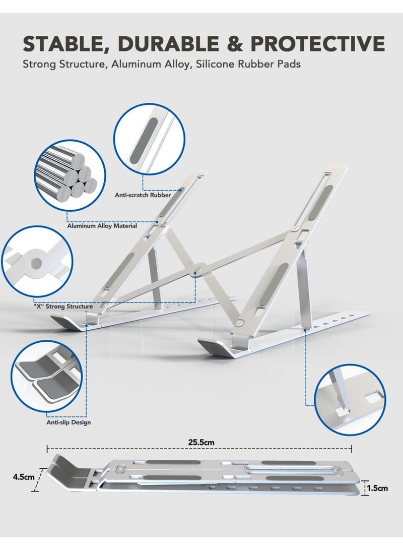 MHR Portable Laptop Stand, Adjustable Tablet Notebook Holder for iPad, MacBook Pro, Laptop Desk Riser Foldable Notebook Cooling Stand for MacBook, Dell, Asus, Lenovo, HP, Surface, Acer, Huawei - Image 4