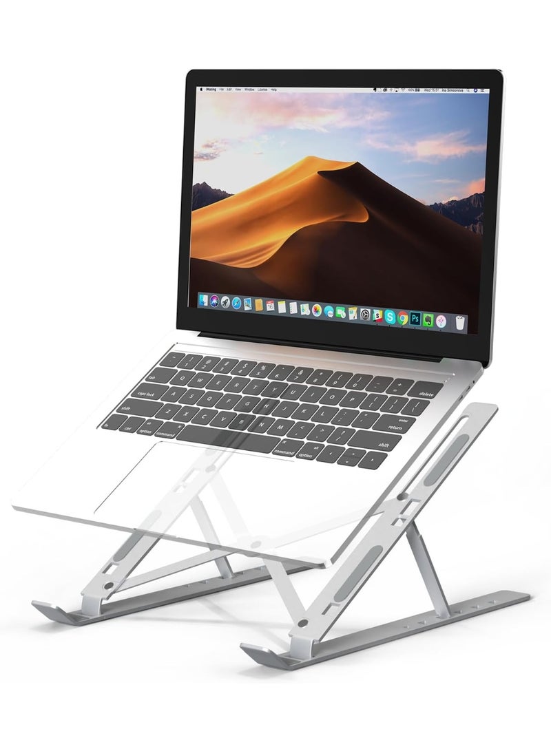 MHR Portable Laptop Stand, Adjustable Tablet Notebook Holder for iPad, MacBook Pro, Laptop Desk Riser Foldable Notebook Cooling Stand for MacBook, Dell, Asus, Lenovo, HP, Surface, Acer, Huawei - Image 1