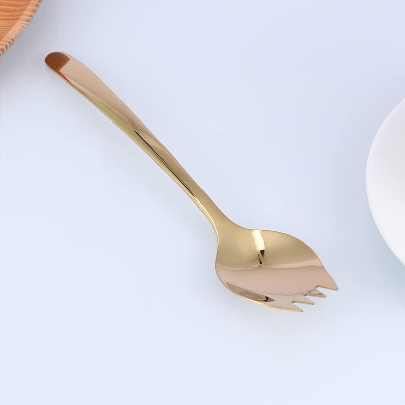 Pasta Spoon Heavy Duty Spoon Salad Spoon Fork, Stainless Steel Spork Fruit Dessert Pasta Forks Food Serving Spoon for Home Kitchen (Golden) Salad Spoon Fork Pasta Salad - Image 4