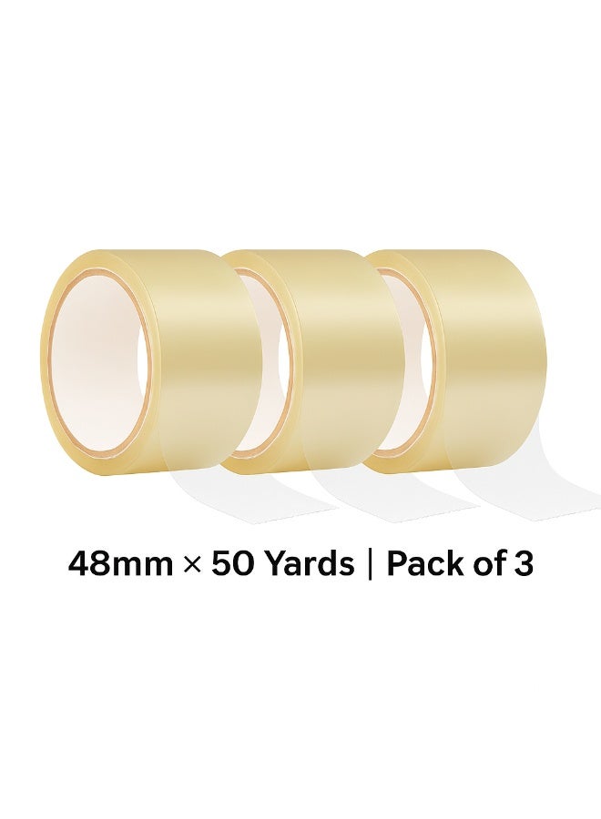 ROCO Transparent Packaging Tape Pack of 3 – 48mm × 50 Yards Each | Strong Clear Adhesive Tape for Packing, Sealing, Shipping, Office, and Industrial Use - Image 2