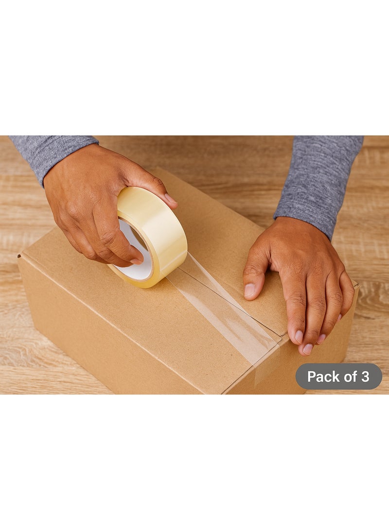 ROCO Transparent Packaging Tape Pack of 3 – 48mm × 50 Yards Each | Strong Clear Adhesive Tape for Packing, Sealing, Shipping, Office, and Industrial Use - Image 3