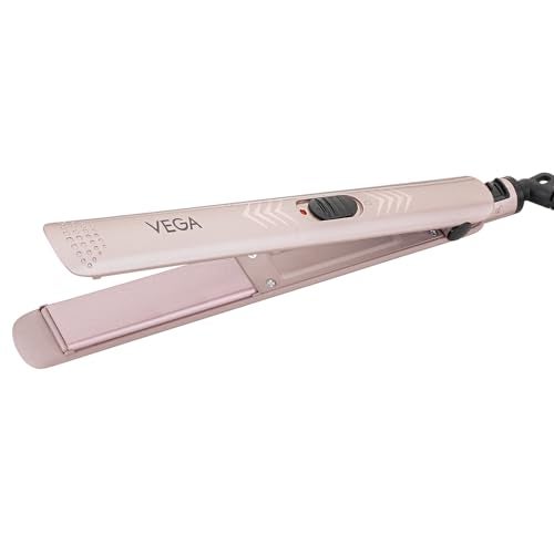 Vega K Shine Hair Straightener for Women with Keratin Infused Plates to Minimise Hair Damage, Heat upto 200°C, Power Indicator Light, Rose Gold, (VHSH-28) - Image 1