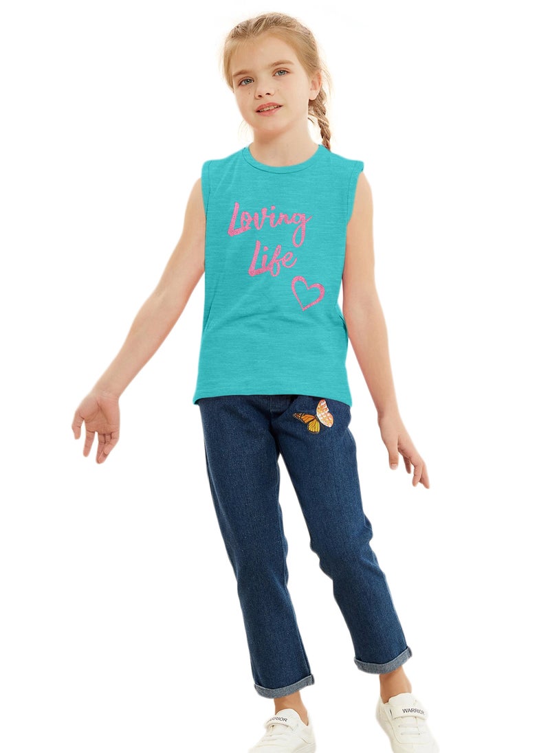 Lauren Smith Kids Girls Roll up Sleeve T Shirt with Glitter Print 100 percent Cotton - Image 3