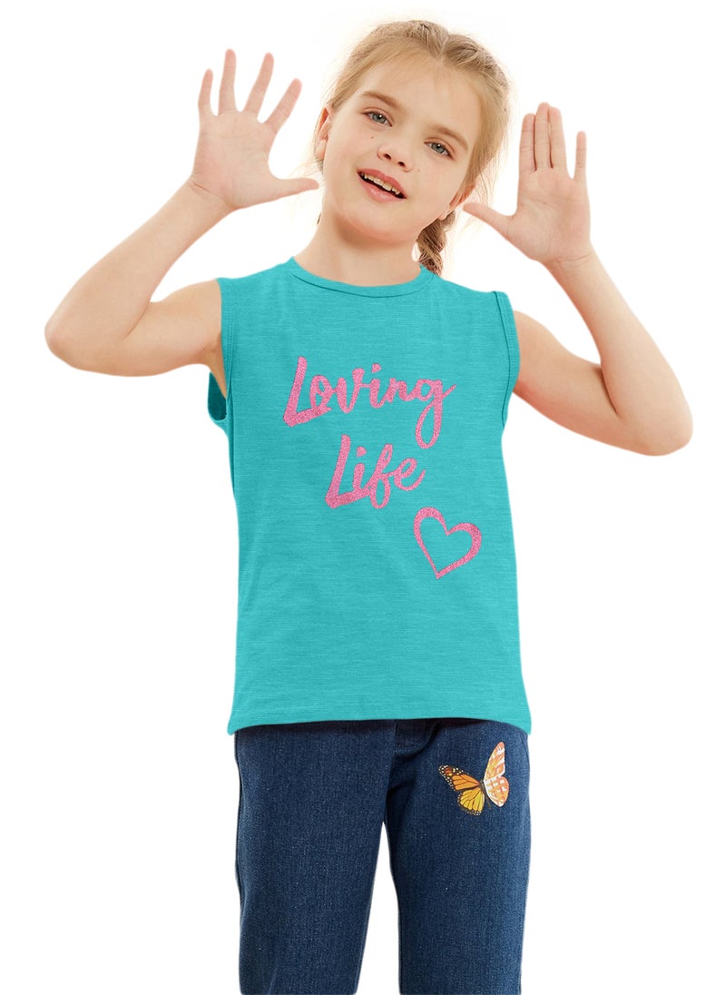 Lauren Smith Kids Girls Roll up Sleeve T Shirt with Glitter Print 100 percent Cotton - Image 1