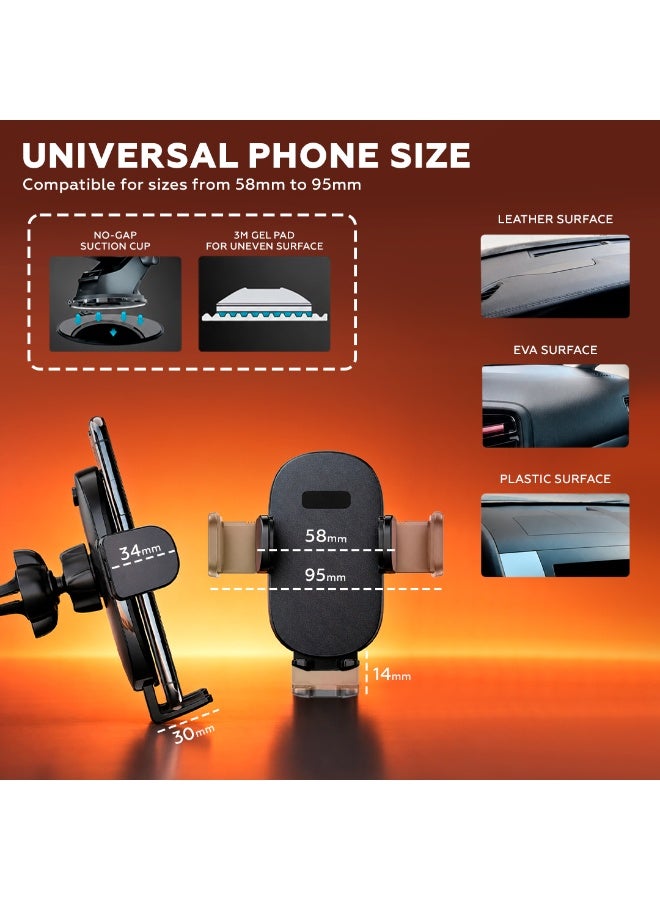 AMROAH Car Phone Holder Mount Phone Mount for Car Windshield Dashboard 360° Rotation Universal Hands Free Automobile Cell Phone Holder Fit for iPhone Android and All Smartphones, Dark Black - Image 5