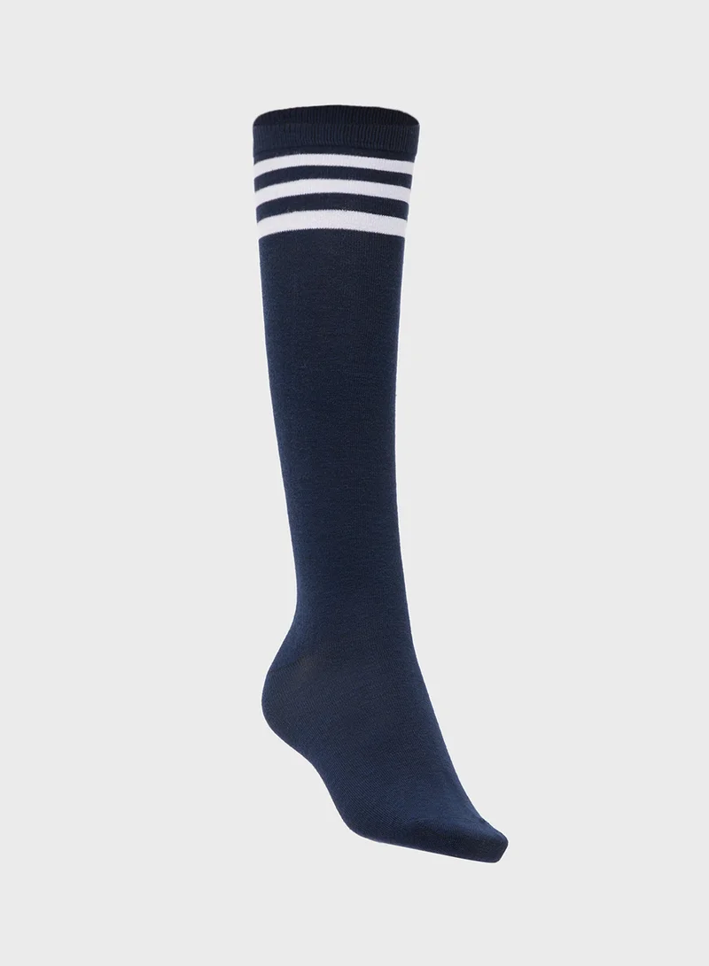 Ginger 2PK Varsity Calf Socks