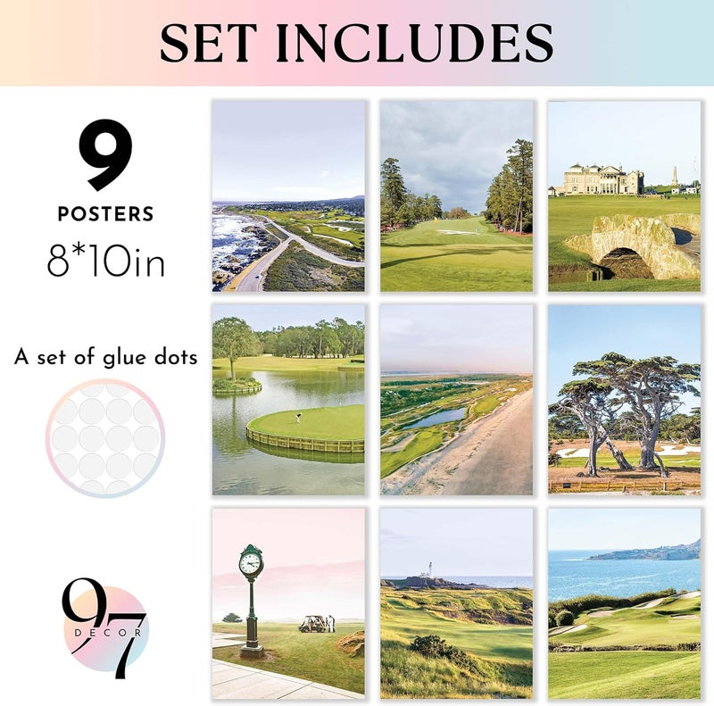 97 Decor Masters Golf Wall Art - Pebble Beach, Sawgrass, Augusta National, St Andrews Landscape Prints for Bedroom Decoration (8x10 Unframed) - Image 2