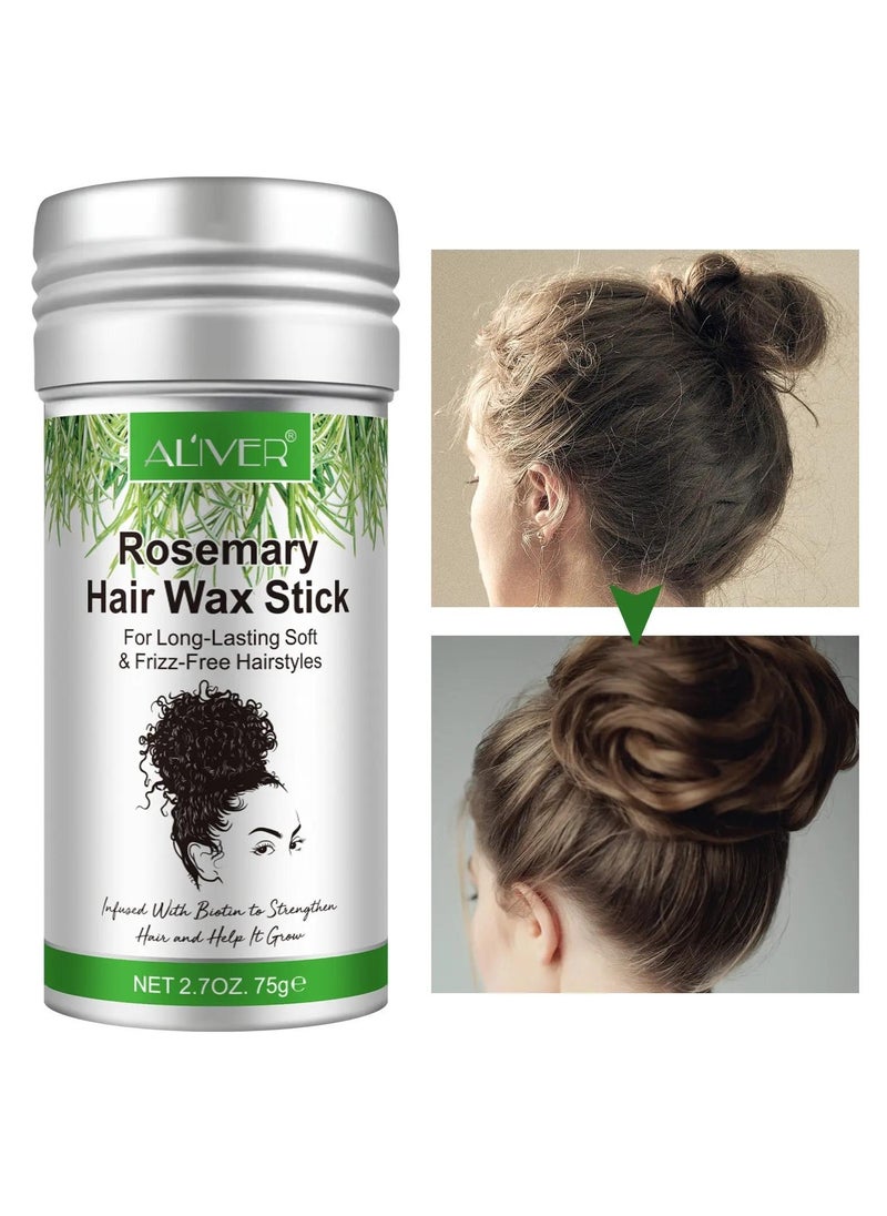 ALIVER 75g Rosemary Hair Wax Stick with 3 PCS Edge Control Brush Hair Slick Stick Wax Stick for Hair Styling & Growth Bristle Brush for Flyaways Teasing Brush for Hair Styling for Hair with Rosemary  - Image 2