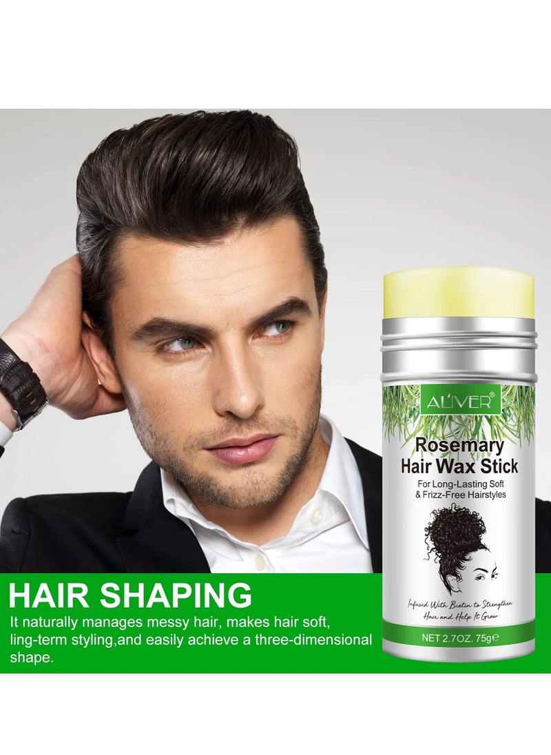 ALIVER 75g Rosemary Hair Wax Stick with 3 PCS Edge Control Brush Hair Slick Stick Wax Stick for Hair Styling & Growth Bristle Brush for Flyaways Teasing Brush for Hair Styling for Hair with Rosemary  - Image 5