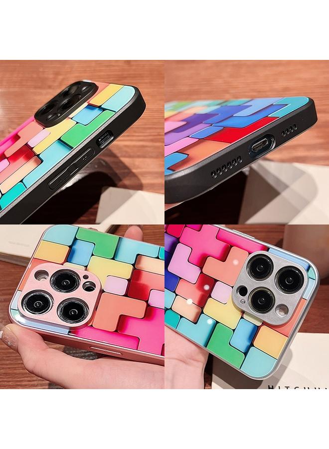 Zaboon Case For iPhone 12 mini Colorful Toy Bricks Pattern Shockproof Glass Phone Case - Image 4