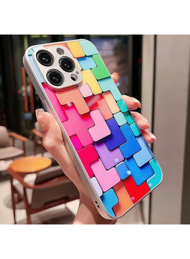 Zaboon Case For iPhone 12 mini Colorful Toy Bricks Pattern Shockproof Glass Phone Case - Image 2