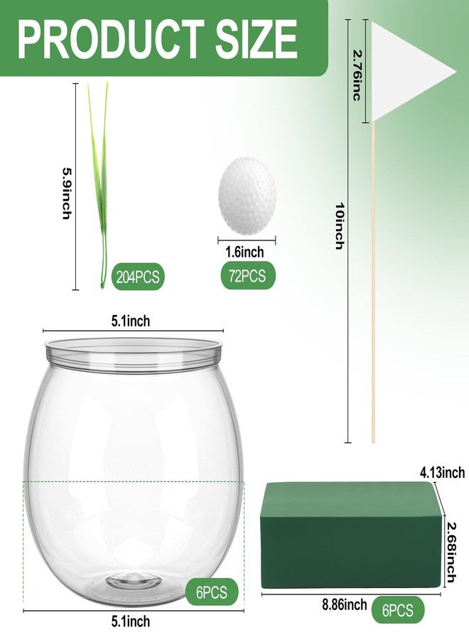 LemonRoad 6 Set Golf Party Table Centerpieces Decorations Include 6 Flower Pots 72 Hollow Golf Balls 6 White Flags 204 Artificial Grass 1 Flower Mud Sport Centerpiece for Sport Birthday Party Supplies - Image 2