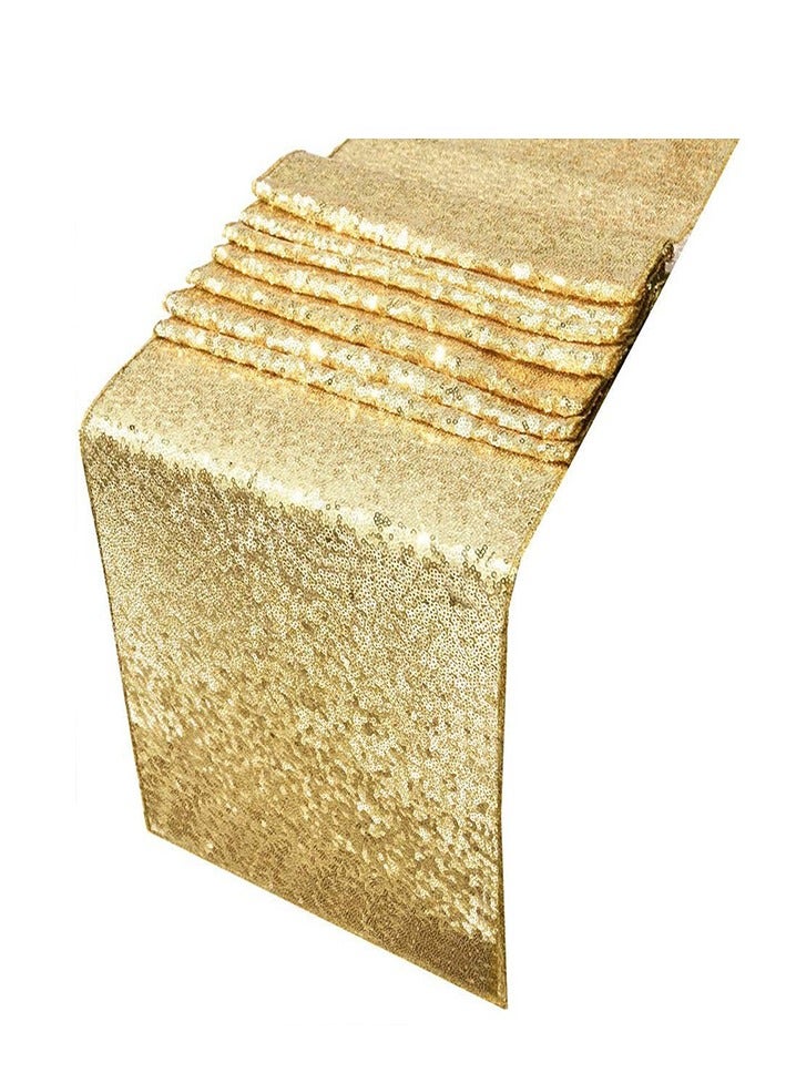 Sequin Embroidery Decorative Tablecloths, Wedding, Festival, Birthday, Dinner, Graduation Ceremony Decorations, Indoor and Outdoor Party Supplies for Home, Restaurants, Hotels, Cafes（30x275cm，Gold） - Image 3