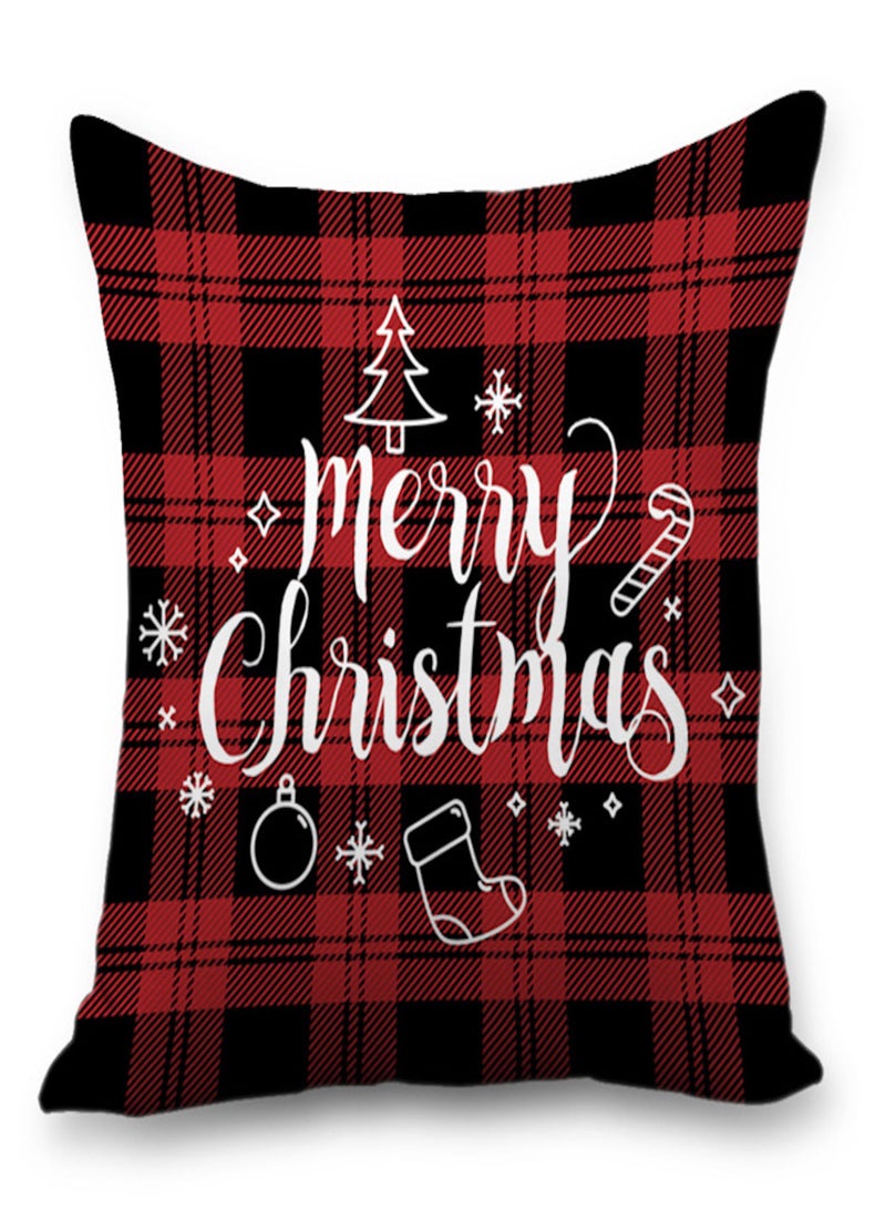 Red and Black Checks Christmas print cushion cover