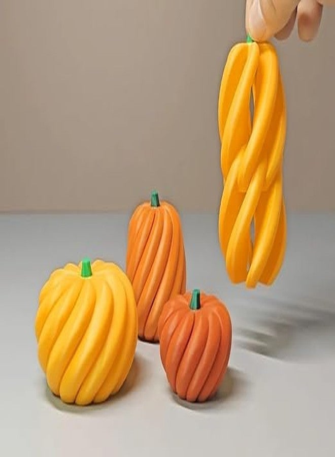 3D Craft 3D Printed Flexible Pumpkin Toy Set - Twist & Bend Halloween Pumpkins - Fun Stress Relief Fidget Toy for Kids & Home Decor Durable Bendable Fall Gifts for Party & Desk Display (Any 3) - Image 2