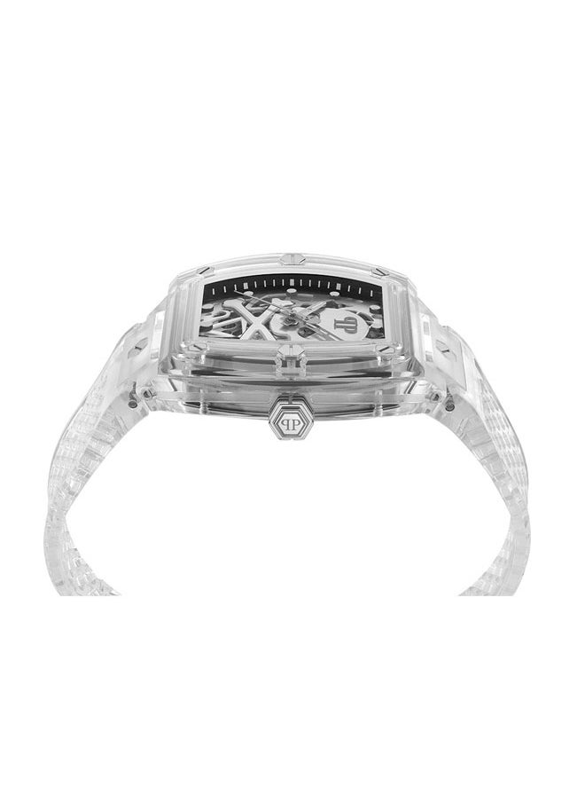 PHILIPP PLEIN - The $Keleton Crystal Men's 44mm Watch with Tonneau Bezel, Hex Bolt Detailing, and Clear TPU Strap - Automatic  Timepiece - Image 1
