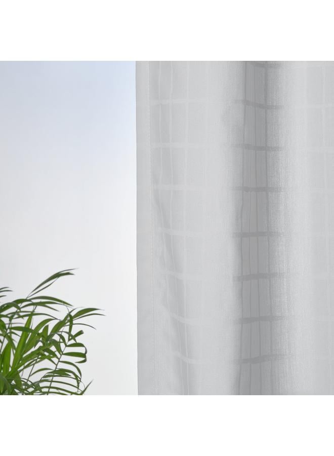 Green Tiger Curtains, 1 Pair, White White/Grid With Heading Tape, 145X300 Cm - Image 3