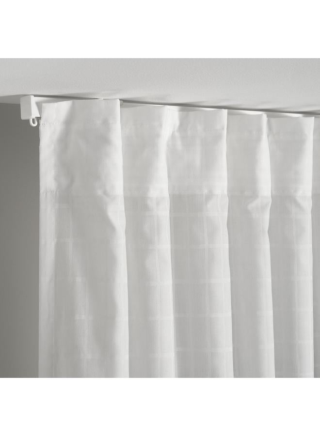 Green Tiger Curtains, 1 Pair, White White/Grid With Heading Tape, 145X300 Cm - Image 4