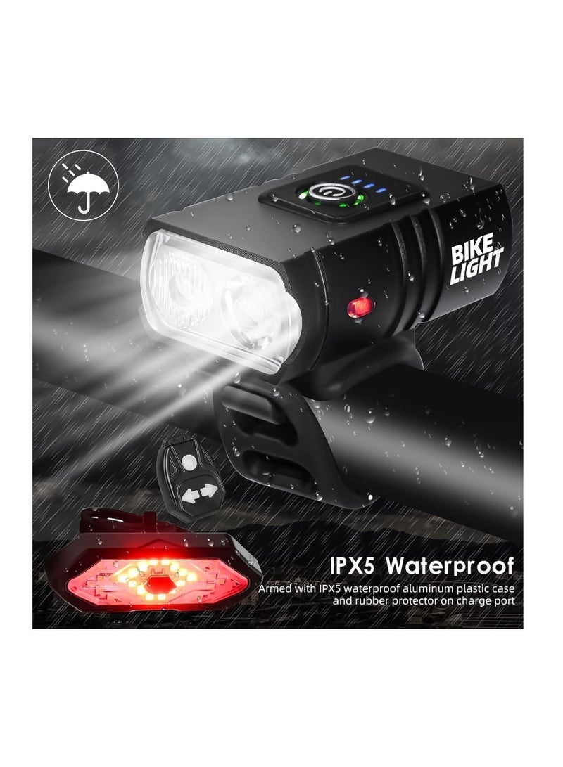 Bike Lights Set, USB Rechargeable Bicycle Light Front, Back, 1000 Lumen Bicycle Headlight and Rear Taillight with Turn Signal & Horn, Waterproof and 5,6 Lighting Modes for Night Cycling Road Mountain - Image 3