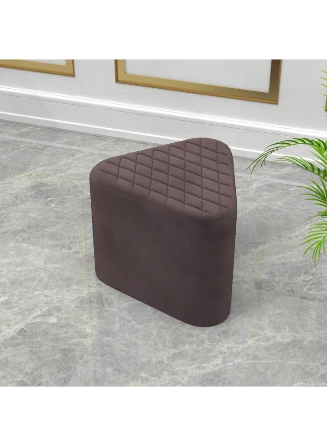 Triangular Ottoman Footstool, Linen Fabric Footstool, Triangular Ottoman for Living Room (Brown) - Image 1