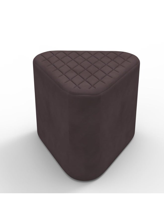 Triangular Ottoman Footstool, Linen Fabric Footstool, Triangular Ottoman for Living Room (Brown) - Image 2