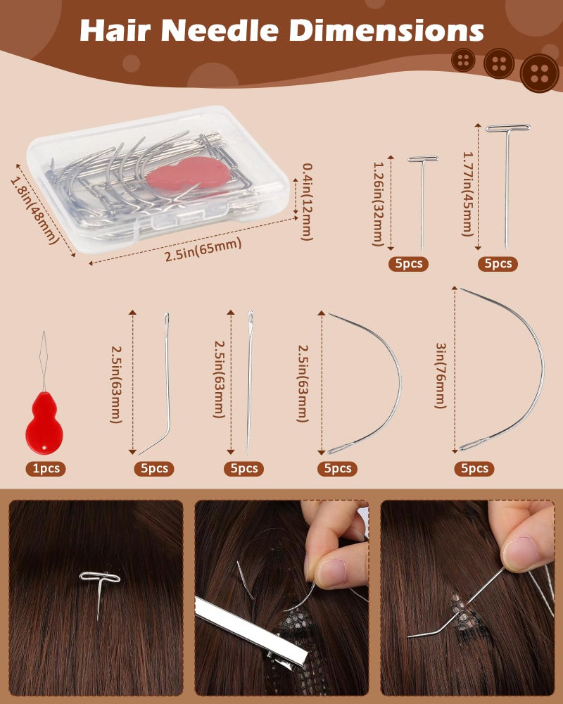 FIVEIZERO 900yd Hair Extension Thread with 30 PCS T/C/J/I Needles Using,Black Hair Weave Threads,Sew in Needle and Thread for Hair Extensions,Hand Sewing,Making Wigs DIY - Image 3