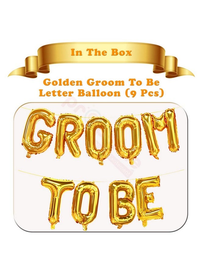 Propsicle 16" Groom To Be Letter Balloon Pack of 9 Golden For Bachelors Party Decoration Banner (Aluminium) - Image 2