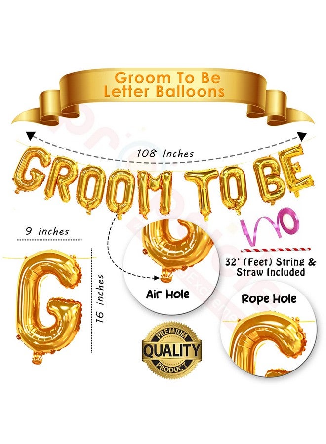 Propsicle 16" Groom To Be Letter Balloon Pack of 9 Golden For Bachelors Party Decoration Banner (Aluminium) - Image 3